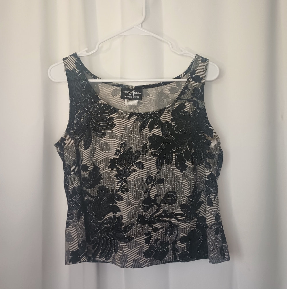 Positive Attitude Womens Fairy Grunge Sleeveless Top 16P Dark Floral Whimsigoth